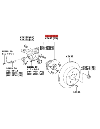 Cuscinetto mozzo posteriore per Toyota Rav4...