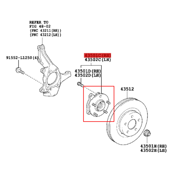 RODAMIENTO BUJE DELANTERO RAV4 ORIGINAL TOYOTA LAND CRUISER