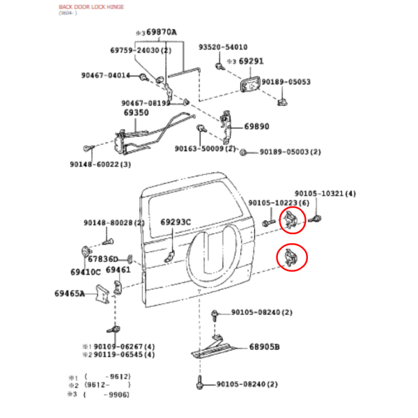 BISAGRA PORTON TRASERO J9 ORIGINAL TOYOTA  LAND CRUISER