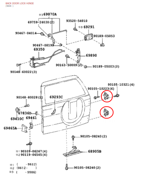 BISAGRA PORTON TRASERO J9 ORIGINAL TOYOTA  LAND CRUISER