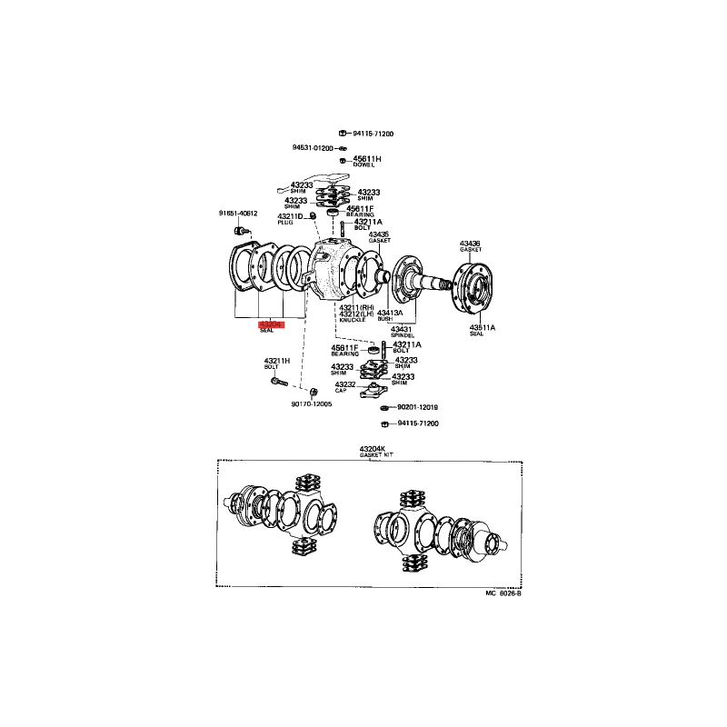 Kit de estanqueidad de bola del eje delantero para Toyota Land Cruiser J4/6/7/Hilux - Original Toyota Land Cruiser