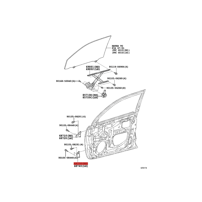 Ensemble charnière, porte avant inférieure droite pour Toyota Land Cruiser J15/J20/RAV4 - Original Toyota Land Cruiser
