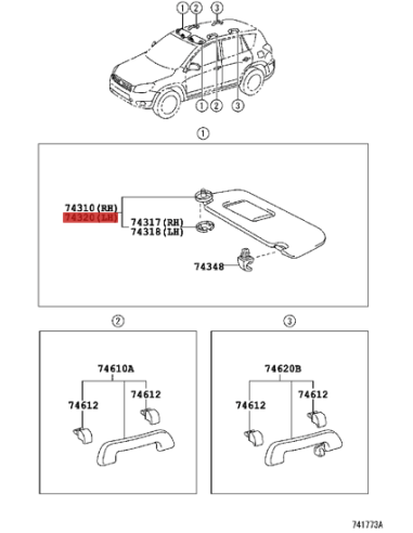 Para-sol esquerdo cinza para Toyota RAV-4 -...