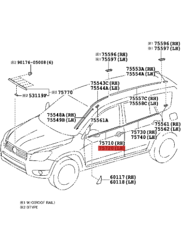 Front left door window trim for Toyota RAV-4 -...