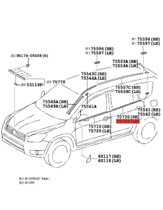 Moldura ventana puerta trasera izquierda para Toyota... 2