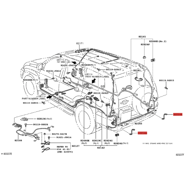 Cableado de luz antiniebla trasera para Toyota...