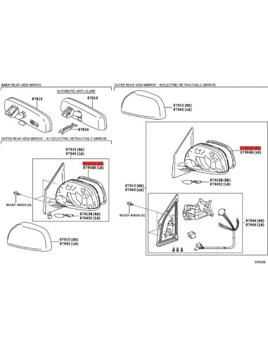 Right side mirror or glass for Toyota Rav-4 -...