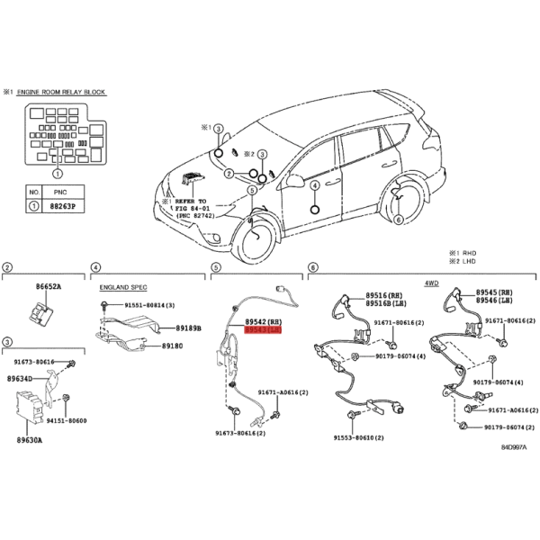 Vordere linke ABS-Verkabelung für Toyota RAV-4...