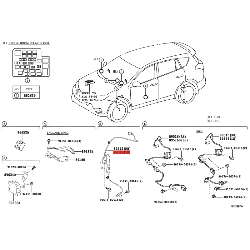 Fiação ABS dianteira esquerda para Toyota RAV-4 (2005 a 2012) - Original Toyota Land Cruiser