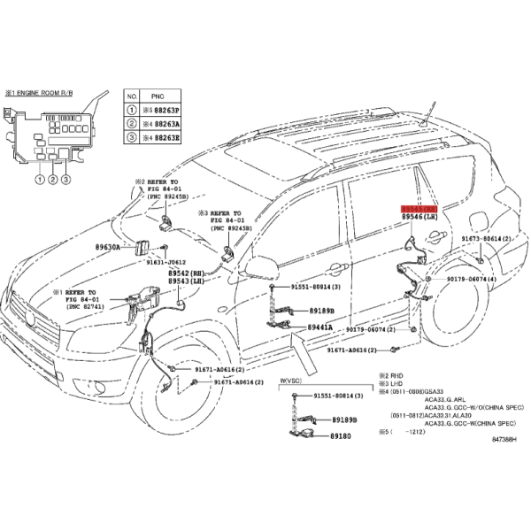 Cableado ABS trasero derecho para Toyota RAV4...
