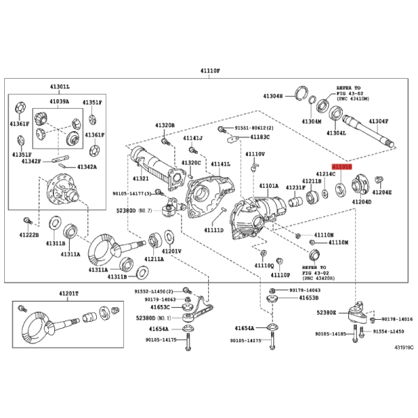 Pinion seal, front differential for Toyota Land...