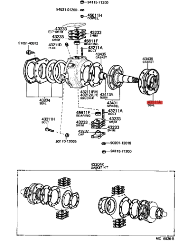 Front outer spindle seal for Toyota series...
