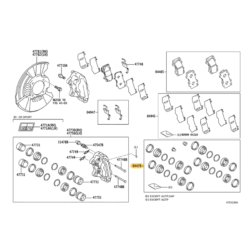 Reparatursatz für 2 vordere Bremssättel für Toyota Hilux Revo - Original Toyota Land Cruiser