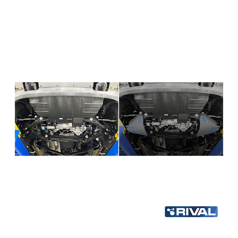 6 mm trapecios protections, made of duraluminium, for Ford Ranger 2022-Act - Rival