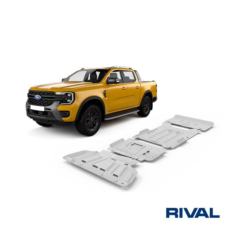 Kit complet de protections de 4 6 mm, en duraluminium, pour Ford Ranger 2022-Act - Rival