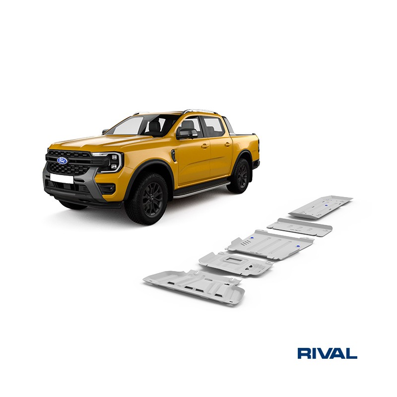 Kit completo di 5 protezioni da 6 mm, realizzato in duralluminio, per Ford Ranger 2022 - Att - Rival