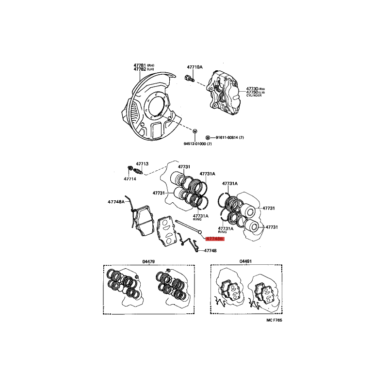 Front brake caliper pin for Toyota Land Cruiser J12 /Hilux - Original Toyota Land Cruiser