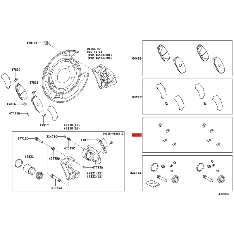 Kit de fixation plaquettes de frein étriers arrière pour Toyota Land Cruiser J20 - Original Toyota Land Cruiser