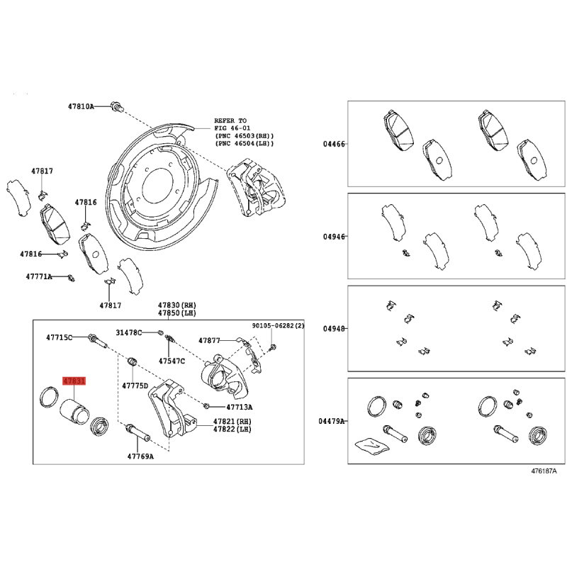 Axe de piston d'étrier de frein arrière Pour Toyota Land Cruiser J20 - Original Toyota Land Cruiser