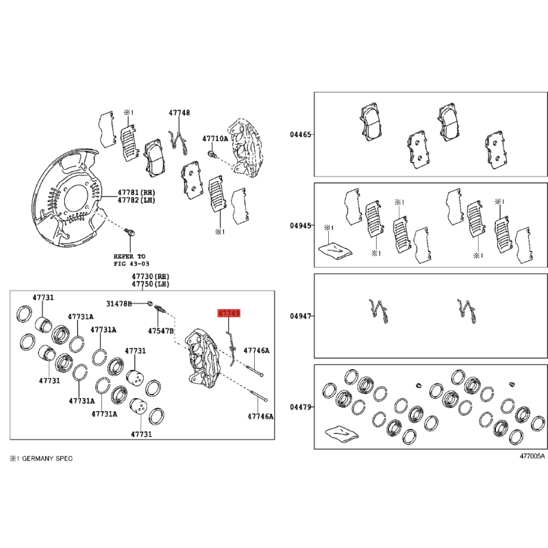 copy of Kit of 4 front pad clips for Toyota Land Cruiser J20 - Original Toyota Land Cruiser