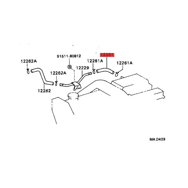 Durite de ventilation N-1, pour Toyota Land...