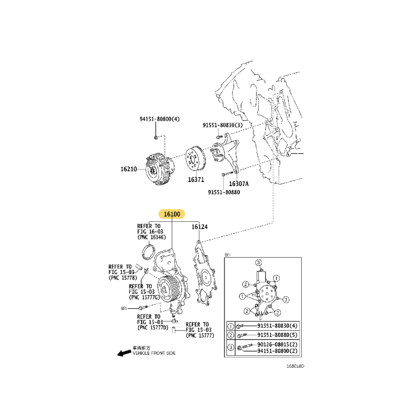 Water pump for Toyota Land Cruiser J20 (engine 1VDFTV) - Original Toyota Land Cruiser