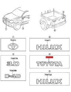 Emblème TOYOTA, hayon arrière, pour Toyota Hilux Vigo -... 2