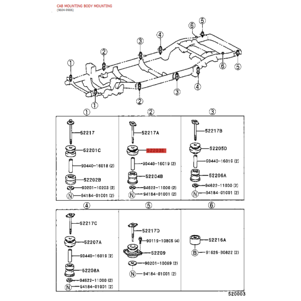 Silentblock Karosserie Nr. 2 oben für Toyota...