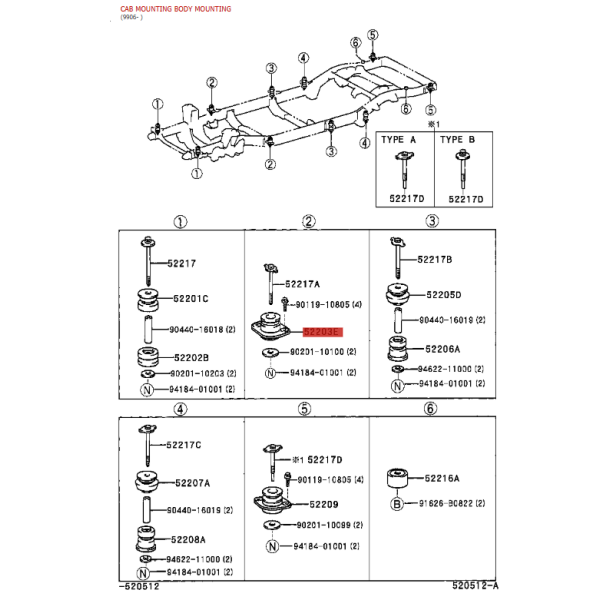 Silentblock carroceria nº2 superior para Toyota...