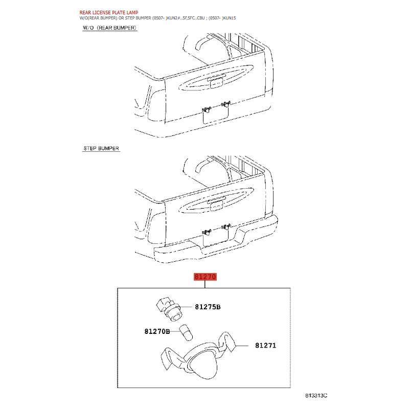 Set lampada targa + cavo per Toyota Hilux Vigo - Originale Toyota Land Cruiser