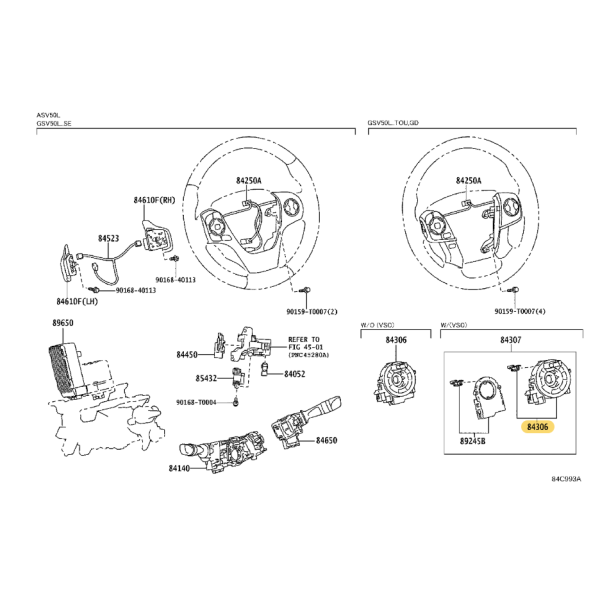 Serpentina airbag del volante, Per Toyota Rav4...