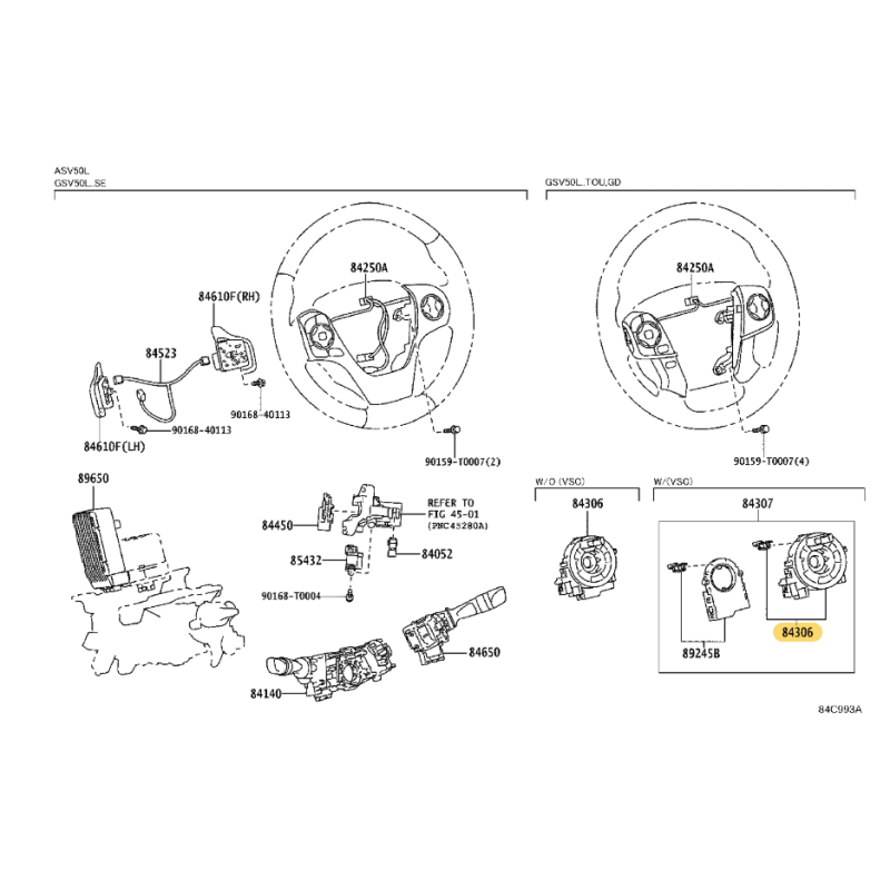Serpentin Airbag des Lenkrads, Für Toyota Rav4 (12/2012 bis 10/2015 - Original Toyota Land Cruiser