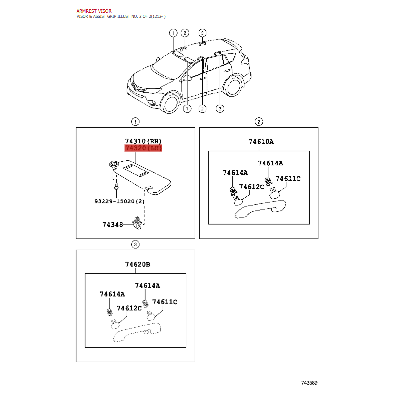 Para-sol esquerdo cinza para Toyota RAV-4 (2013 a 2018) - Original Toyota Land Cruiser