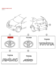 Emblema parachoques frontal, Para Toyota Rav4 (12/2012 al... 2