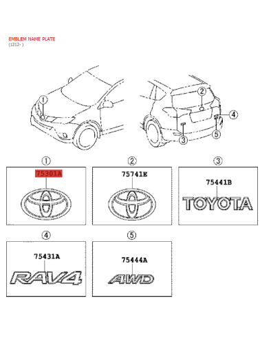 Emblema parachoques frontal, Para Toyota Rav4...