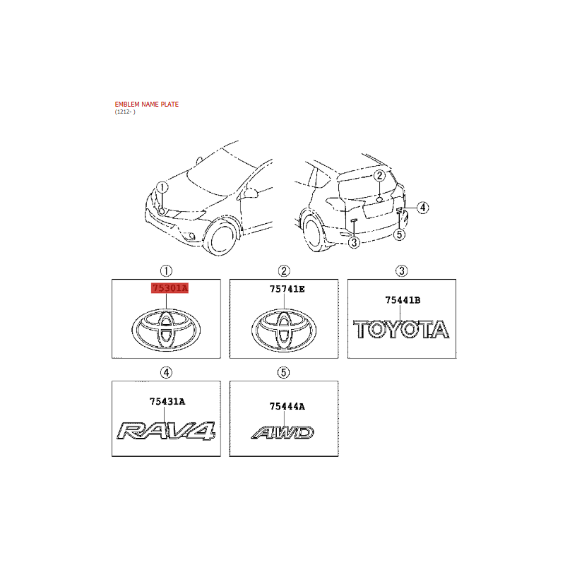 Emblem Frontstoßstange, Für Toyota Rav4 (12/2012 bis 10/2015 - Original Toyota Land Cruiser