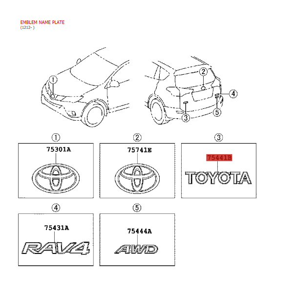 Emblema de puerta posterior (Toyota) para...