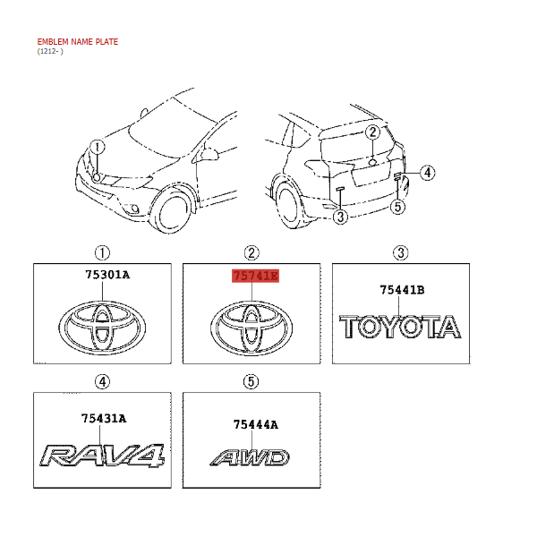 Emblema portellone posteriore (logo TOYOTA),...