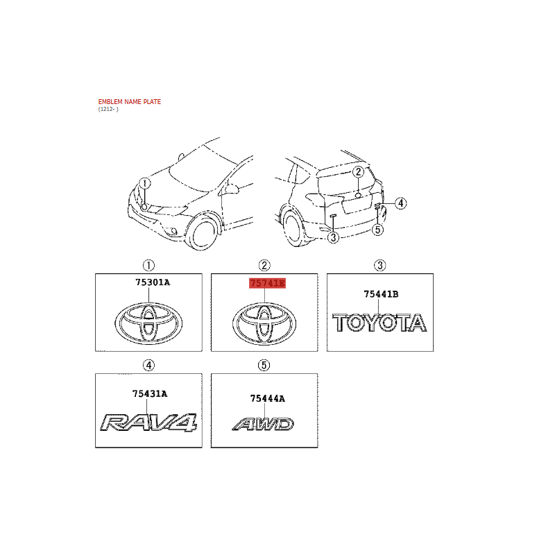 Emblema portellone posteriore (logo TOYOTA), Per Toyota Rav4 (12/2012 al 10/2015 - Originale Toyota Land Cruiser