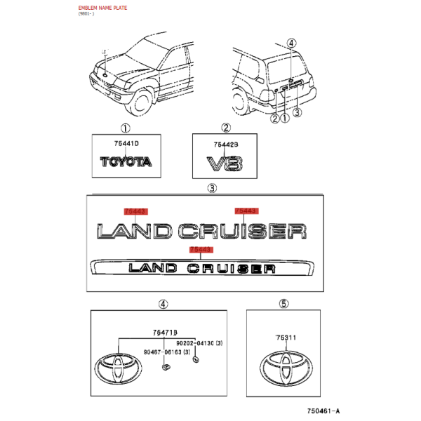 Heckklappenemblem "land cruiser" Für Toyota...