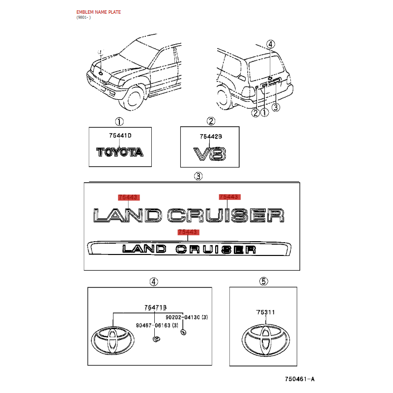 Emblema de porta-malas "land cruiser" Para Toyota Land Cruiser J10 - Original Toyota Land Cruiser