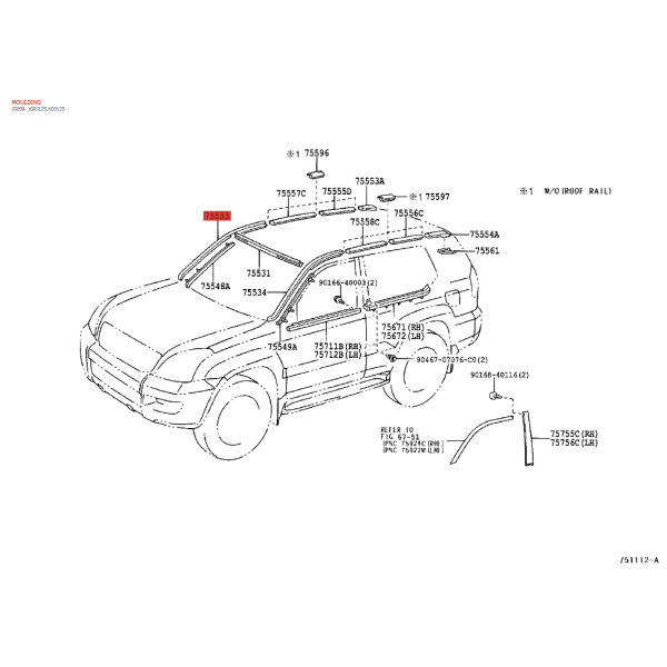 Moulure extérieure droite Pour Toyota Land...