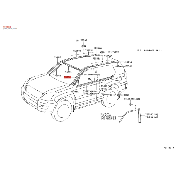 Moulure extérieure gauche Pour Toyota Land...