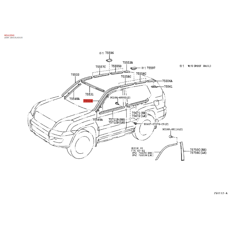 Left exterior trim for Toyota Land Cruiser J12 (3-door) - Original Toyota Land Cruiser
