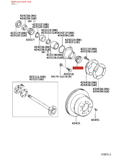 Rear hub oil seal outer side, for Toyota Land Cruiser J10... 2