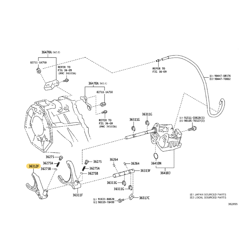 Fork N-2 transfer case, Toyota Hilux Revo - Original Toyota Land Cruiser