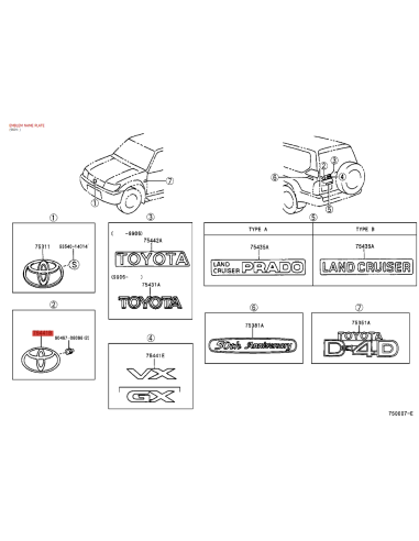 Rear tailgate emblem for Toyota Land Cruiser J9...