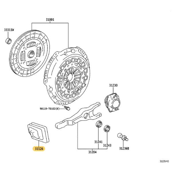 Guarda-pó da forquilha da embreagem para Toyota...