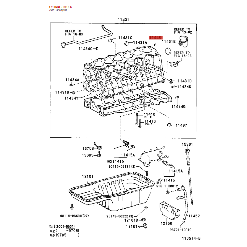 Ugello o foro di lubrificazione testata per Toyota Land Cruiser J7 / 8 (1HDT/1HZ) - Originale Toyota Land Cruiser