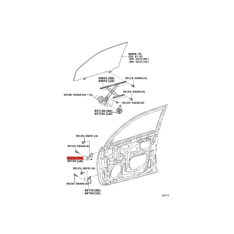 Upper right front door hinge assembly for Toyota Land Cruiser J10 / Rav-4 - Original Toyota Land Cruiser